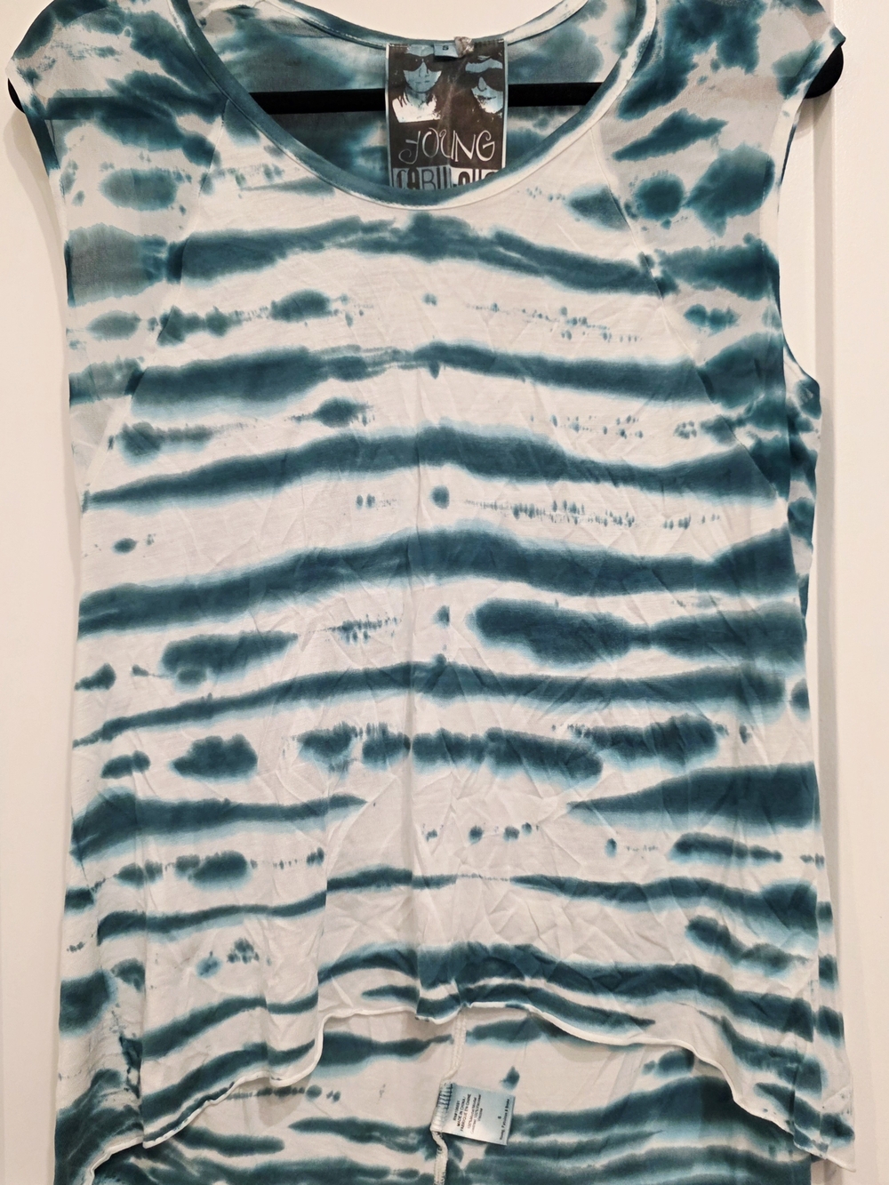 Young Fabulous & Broke Teal and White Tie-Dye Tank Top
